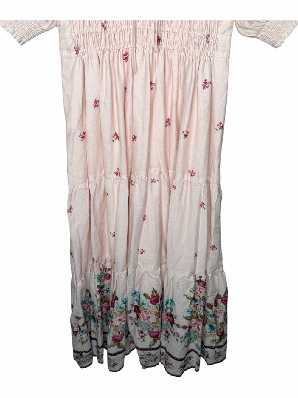 Anthropologie Somerset Puff Sleeve Maxi Dress Size Small Pink Floral Sundress - Picture 11 of 13